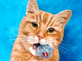 painting of a special cat named Burnsey