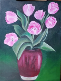 tulips in a glass vase